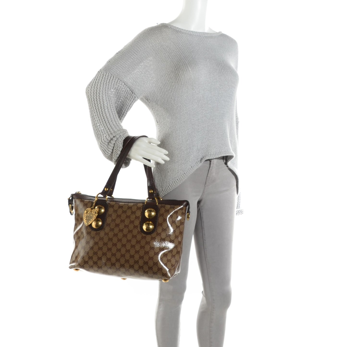 Crystal Monogram Small Babouska Tote Dark Brown