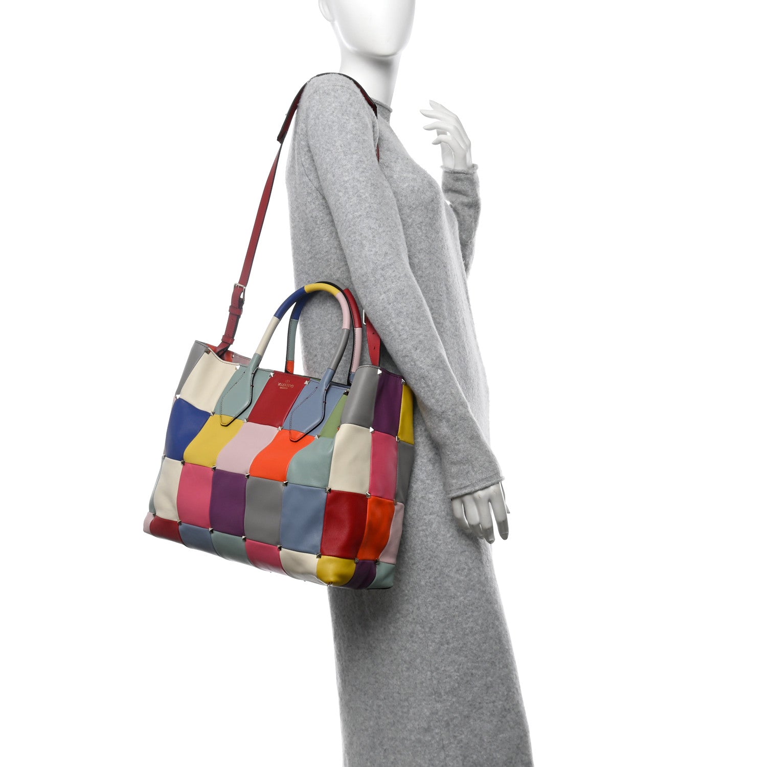 Valentino Garavani Calfskin Puzzlestud Patchwork Large Tote Multicolor 2 of 12