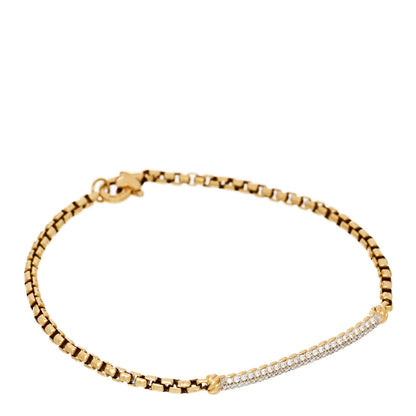 David Yurman 18K Yellow Gold Diamond Petite Pave Metro Bar Bracelet 1 of 3
