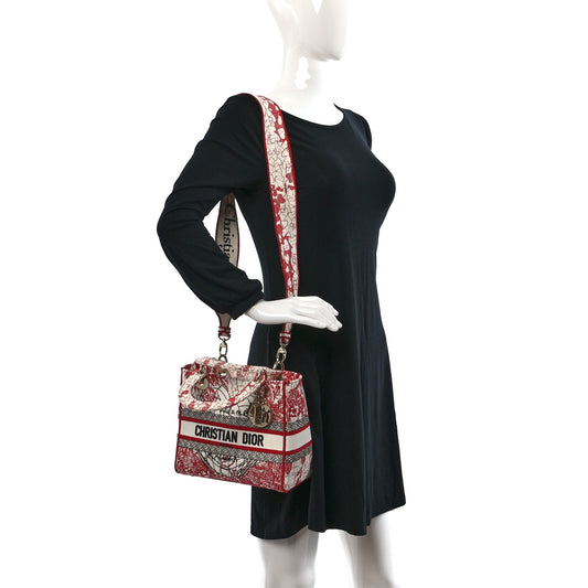 Canvas Embroidered Medium Dioramour D-Royaume Lady D-Lite Red Multicolor