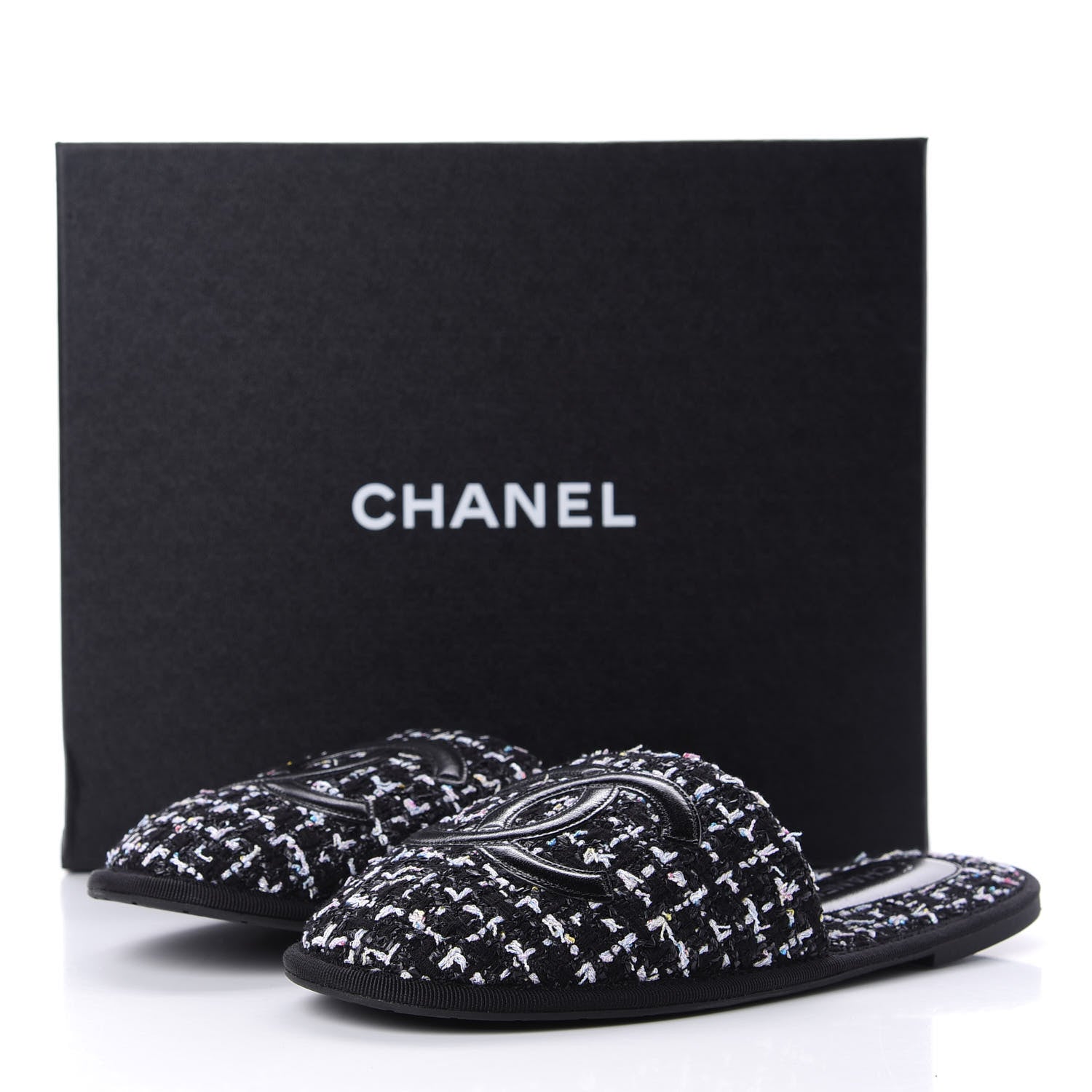 Chanel Tweed CC Flat Mules S Black 11 of 11