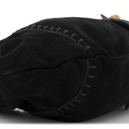 Saint Laurent Suede Horn Stitched Mombasa Hobo Black 10 of 14