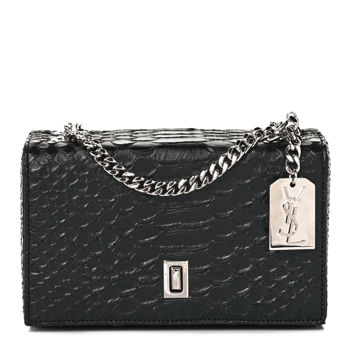 Calfskin Crocodile Embossed Bag Black