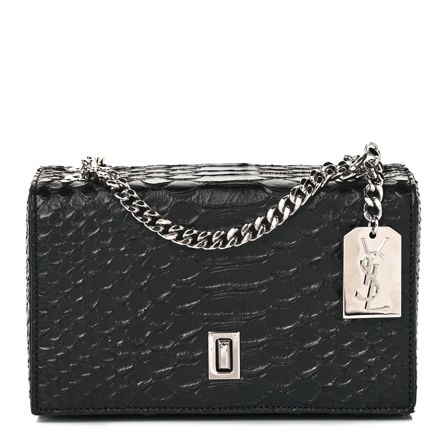 Saint Laurent Calfskin Crocodile Embossed Bag Black 1 of 7