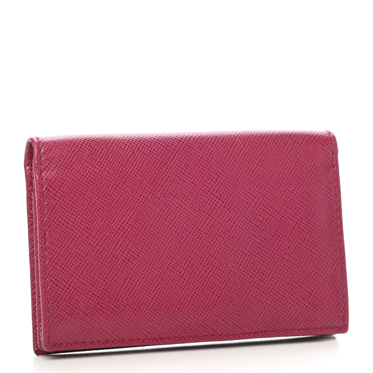 Prada Saffiano Metal Bi-Fold Card Holder Wallet Peonia 3 of 8