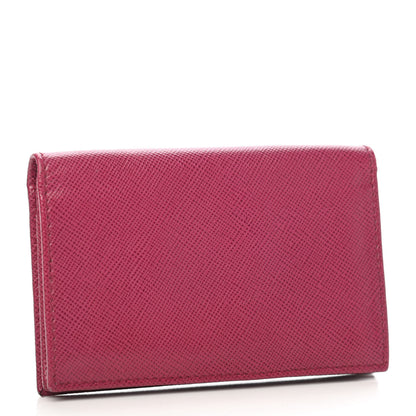 Prada Saffiano Metal Bi-Fold Card Holder Wallet Peonia 3 of 8