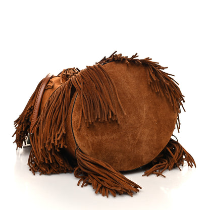 Christian Louboutin Suede Calfskin Fringe Marie Jane Bucket Brown 4 of 9