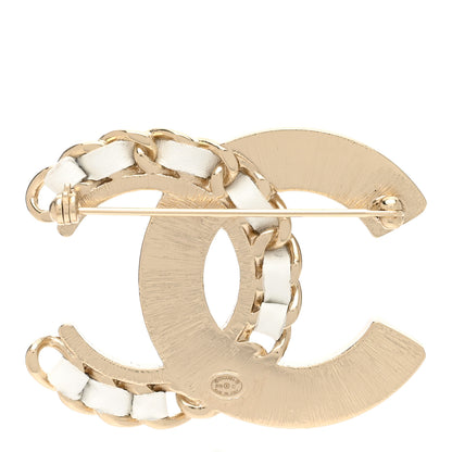 Chanel Lambskin Pearl Crystal CC Chain Brooch White Gold 3 of 5