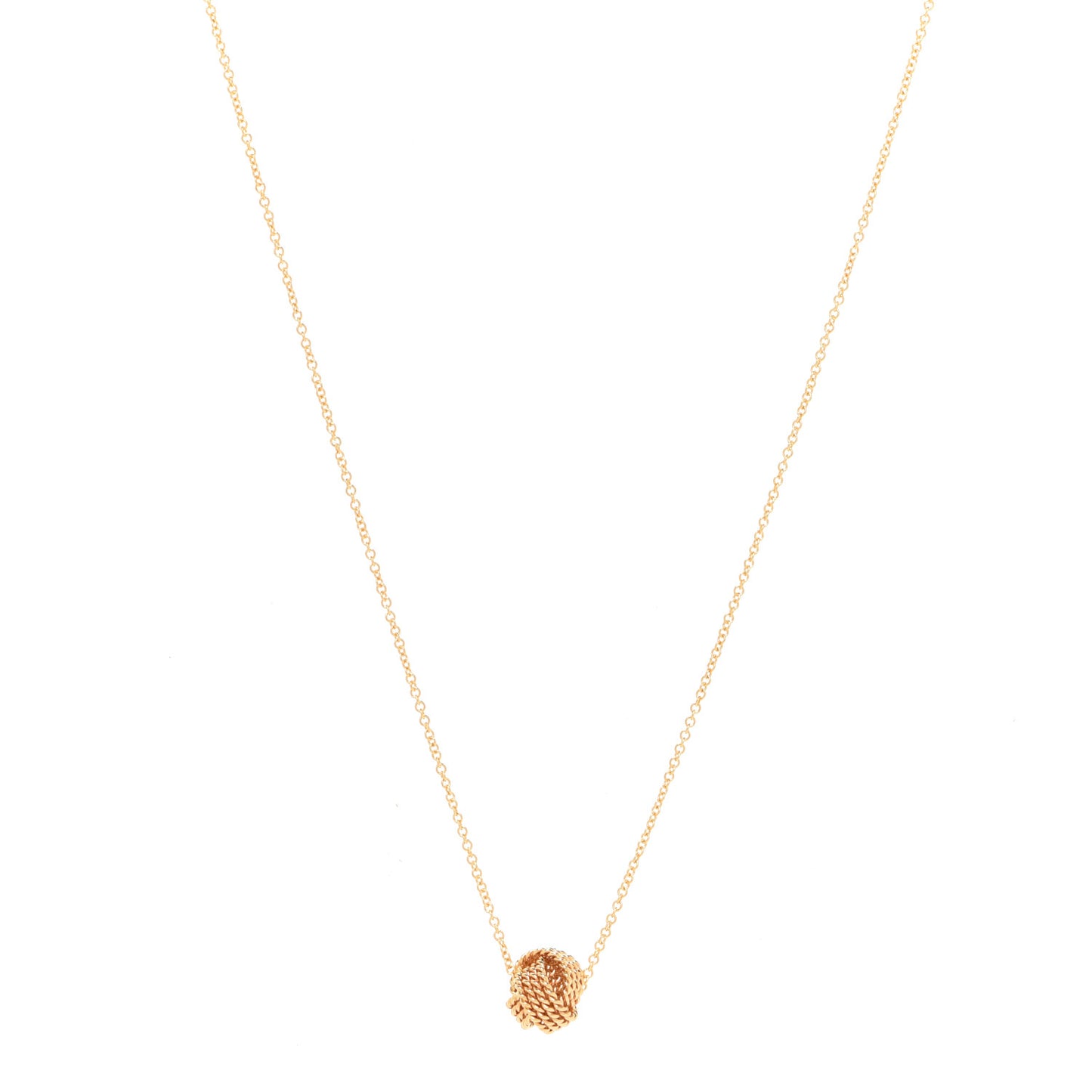 18K Yellow Gold Twist Knot Pendant Necklace