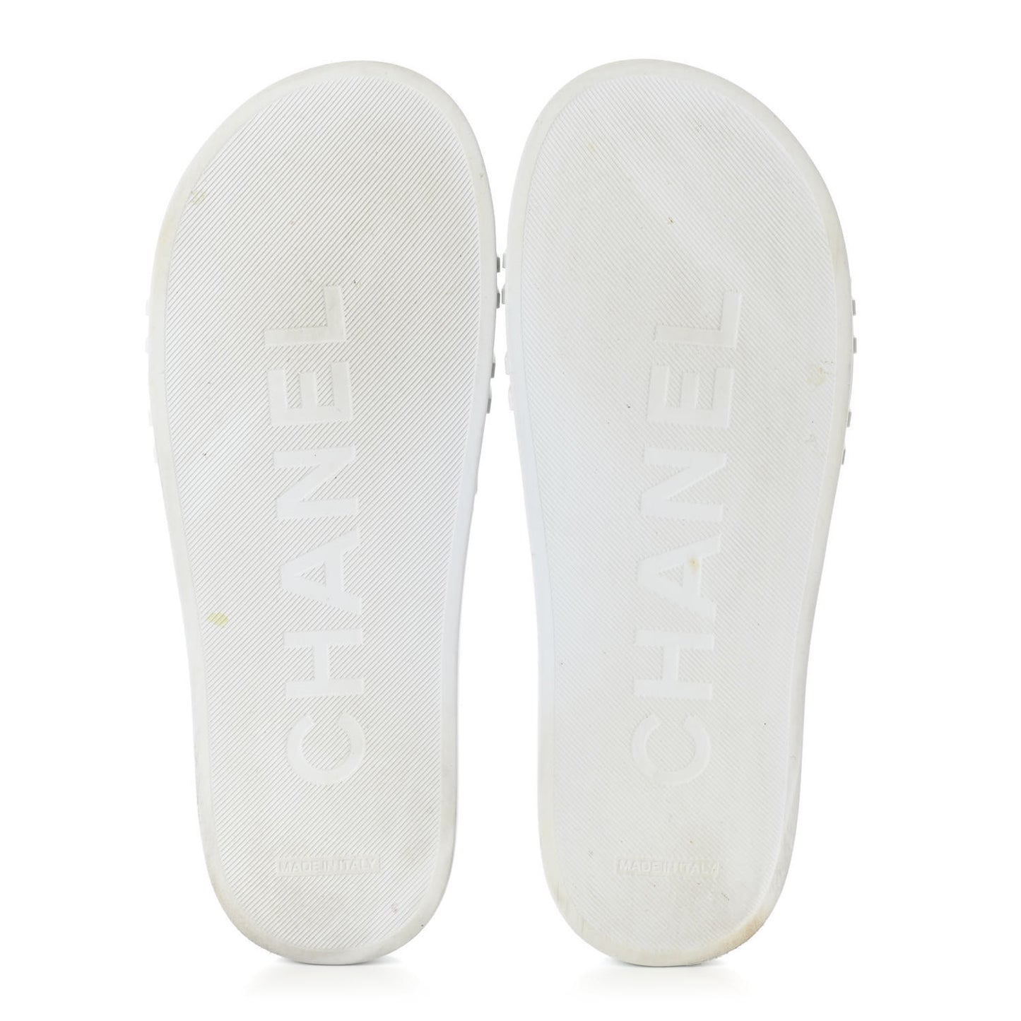 Rubber CC Flat Slide Sandals 40 White