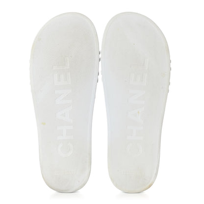 Chanel Rubber CC Flat Slide Sandals 40 White 5 of 12