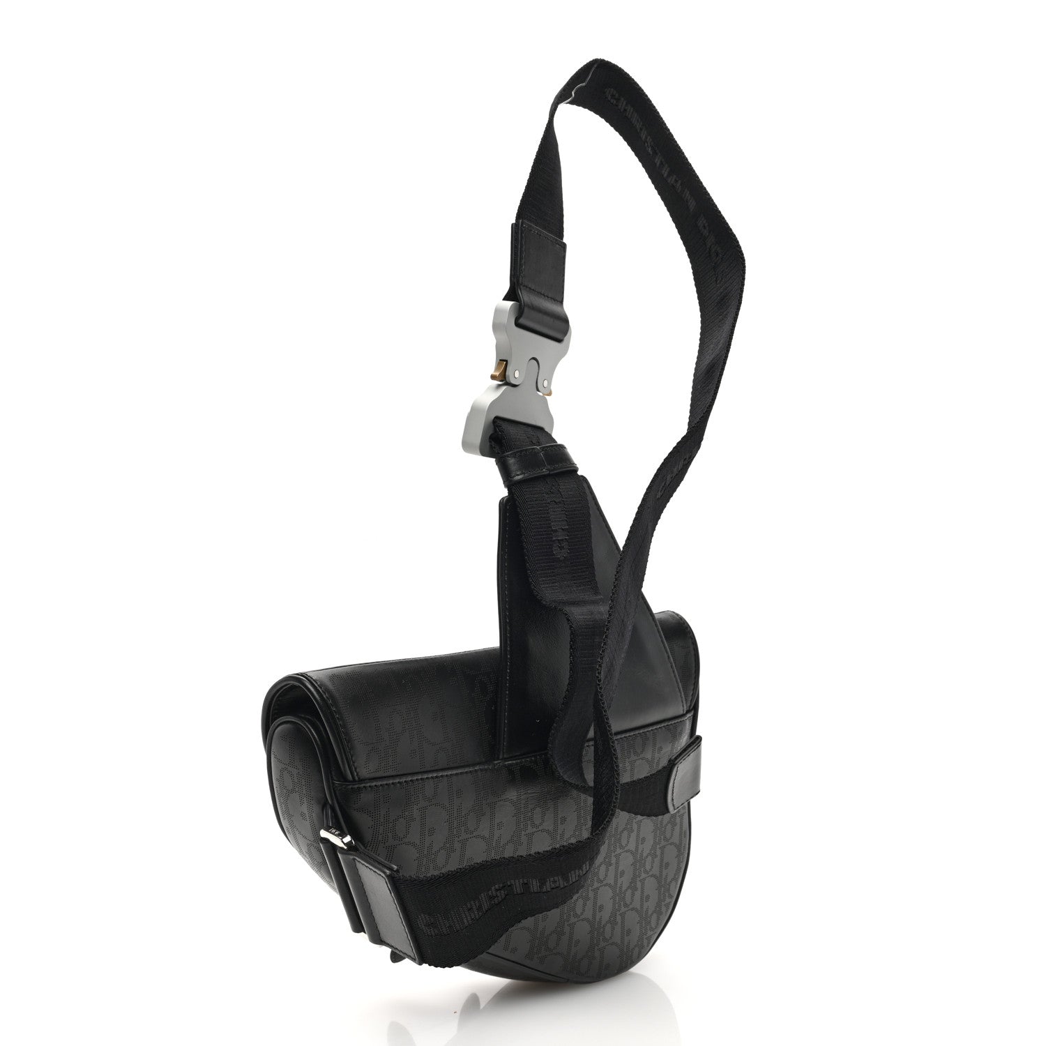 Christian Dior Calfskin Perforated Oblique Galaxy Mens Saddle Bag Black 2 of 8