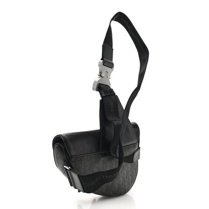 Christian Dior Calfskin Perforated Oblique Galaxy Mens Saddle Bag Black 2 of 8