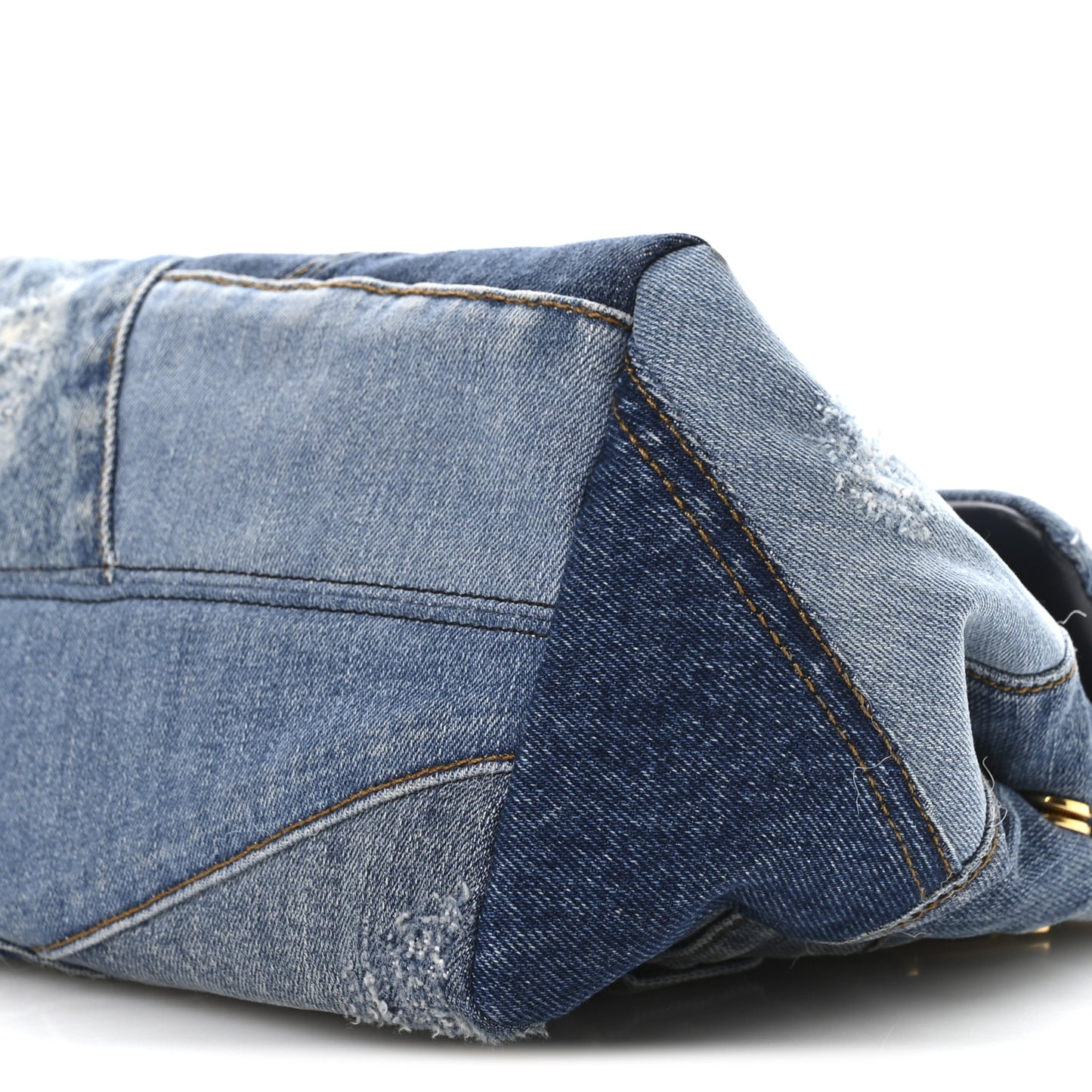 Calfskin Denim Patchwork Mini Miss Sicily Satchel Blue