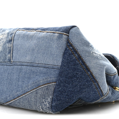 Dolce & Gabbana Calfskin Denim Patchwork Mini Miss Sicily Satchel Blue 10 of 11