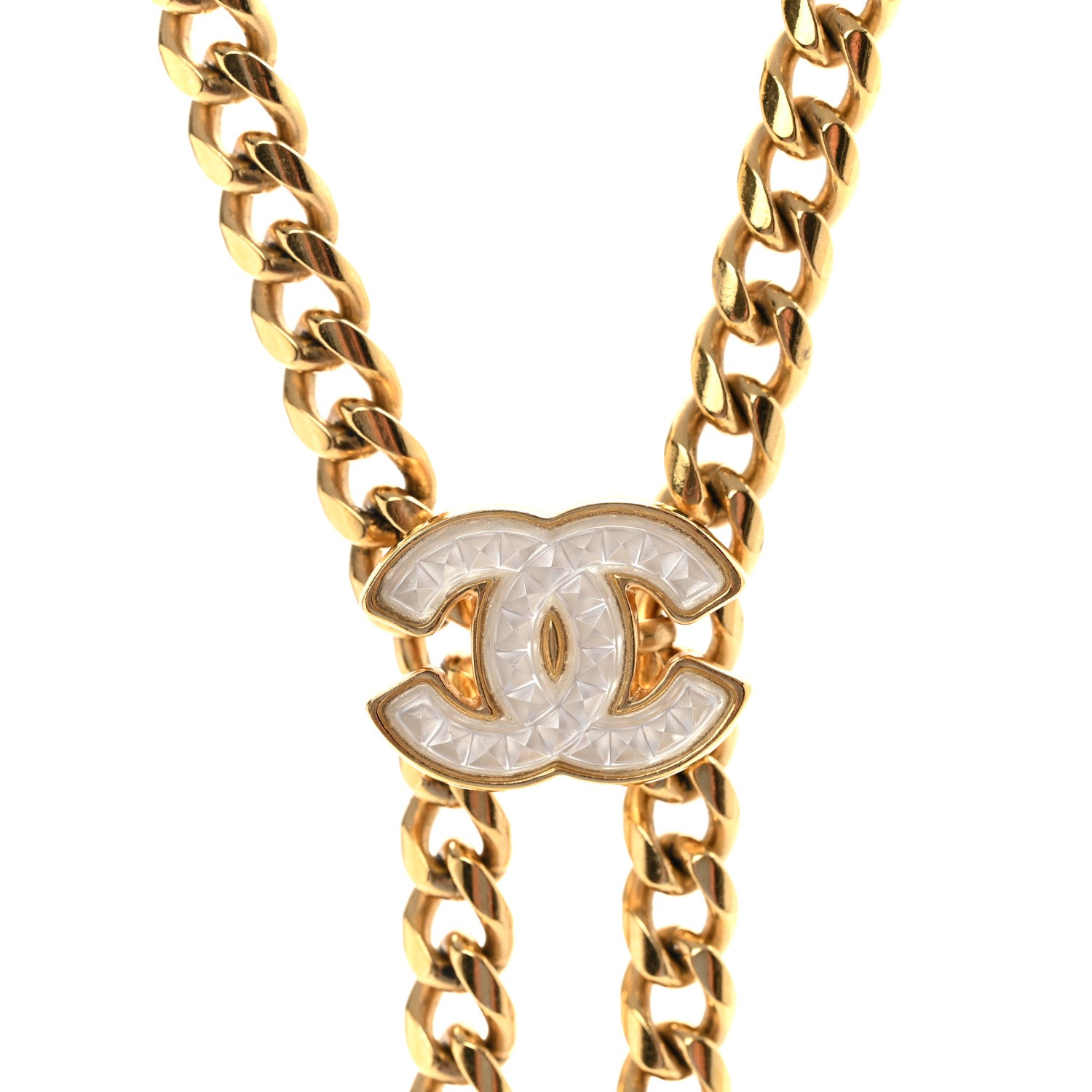 Chanel Metal Resin Chain CC Bolo Necklace Gold 4 of 6