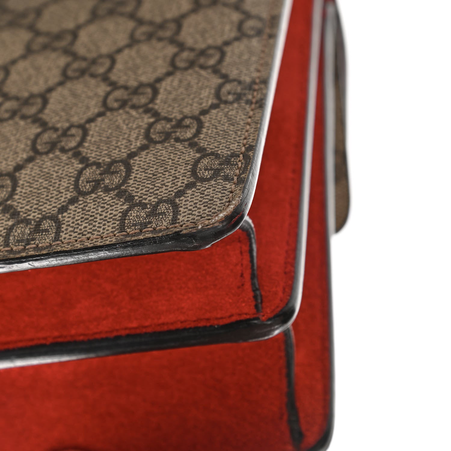 Gucci GG Supreme Monogram Suede Small Dionysus Shoulder Bag Beige Ebony Vulcanic Red 13 of 18