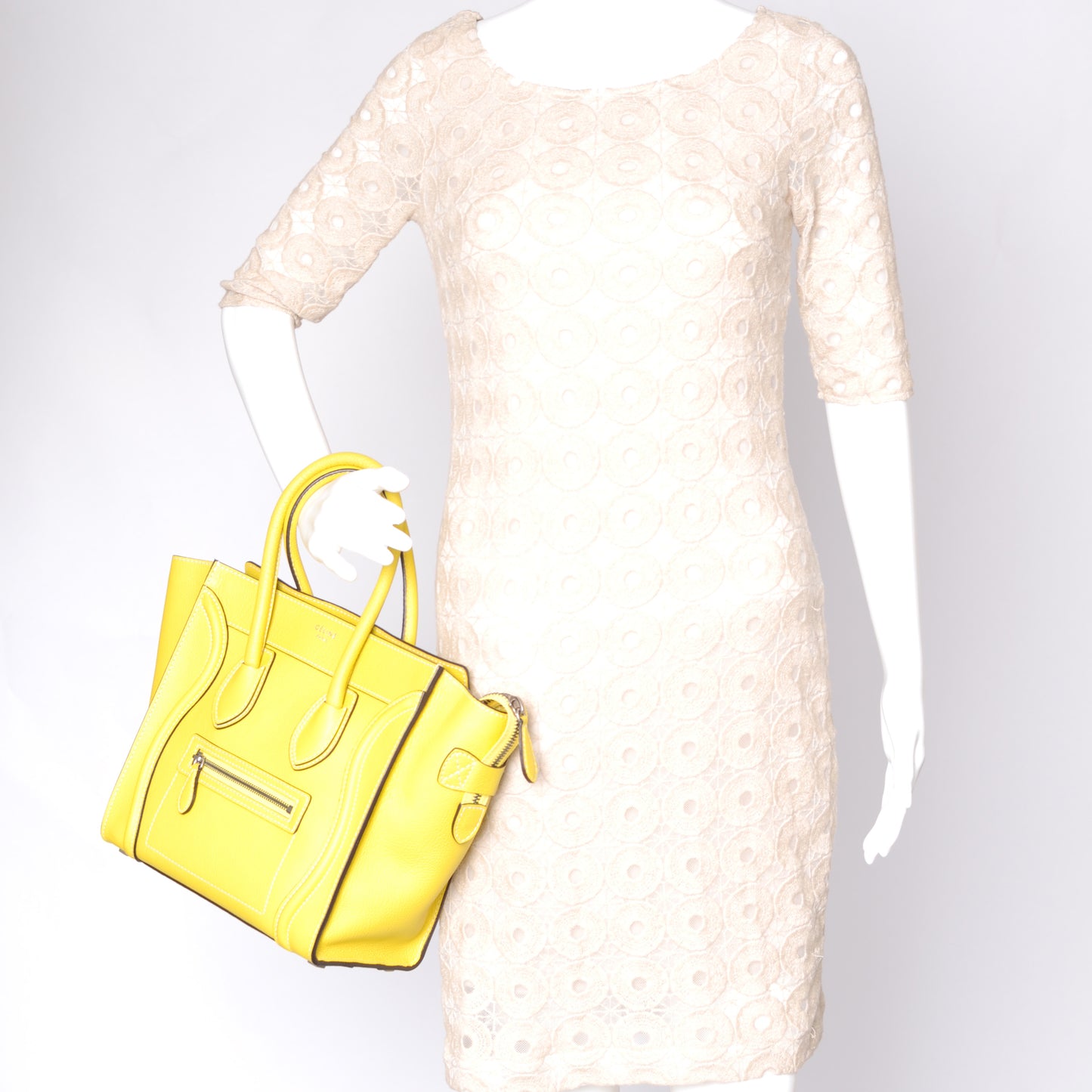 Drummed Leather Micro Luggage Bag Citron