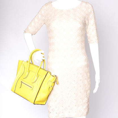 Celine Drummed Leather Micro Luggage Bag Citron 2 of 8