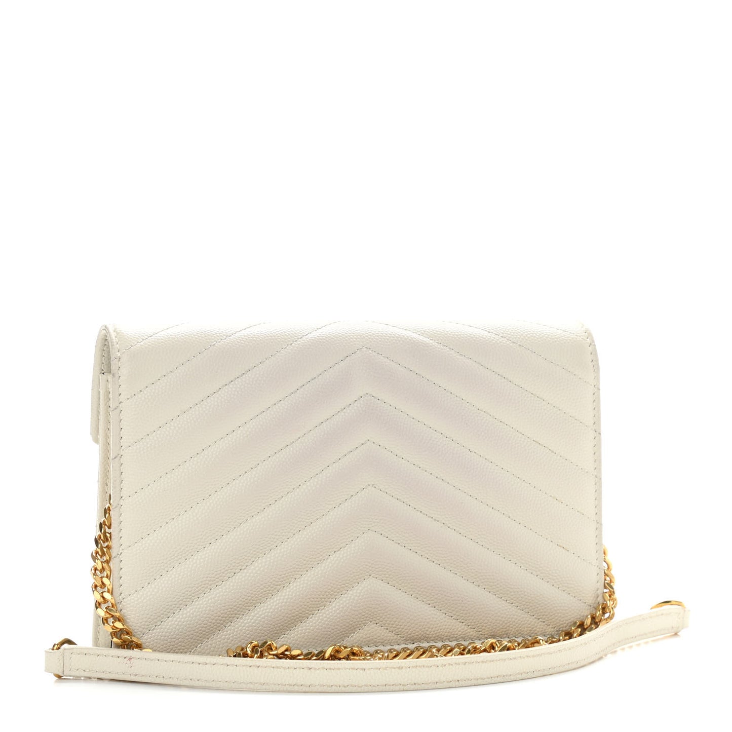 Grain De Poudre Matelasse Chevron Monogram Envelope Chain Wallet Crema Soft