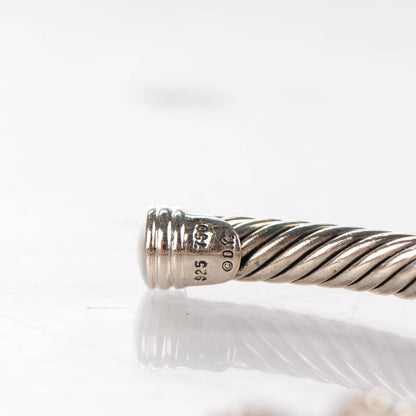David Yurman Sterling Silver 18K White Gold Diamond Pave 5mm X Cable Bracelet 4 of 4