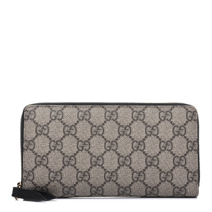 Gucci GG Supreme Monogram Moon Calfskin Zip Around Wallet Beige Ebony Black 1 of 18