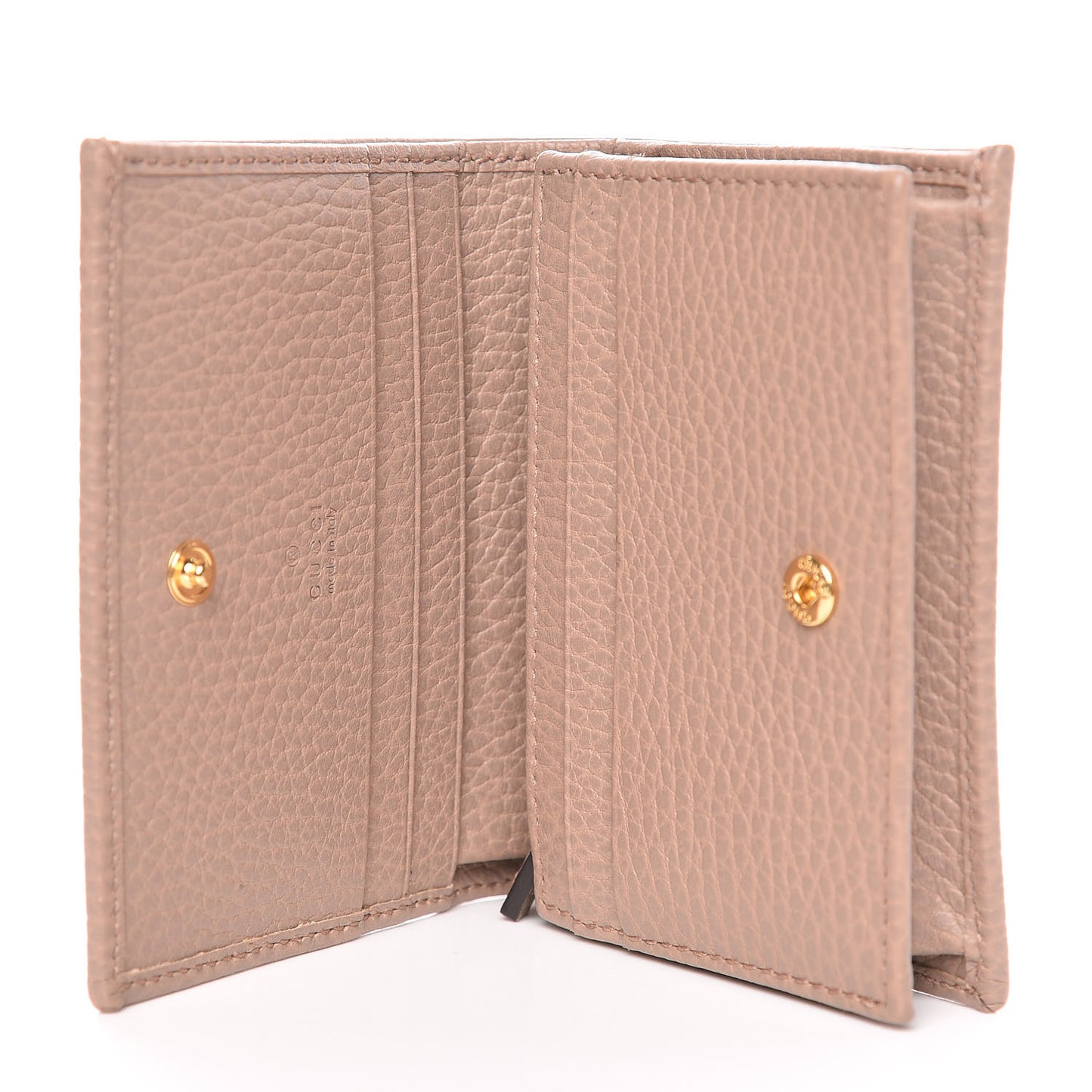 Pebbled Calfskin GG Marmont Card Case Porcelain Rose
