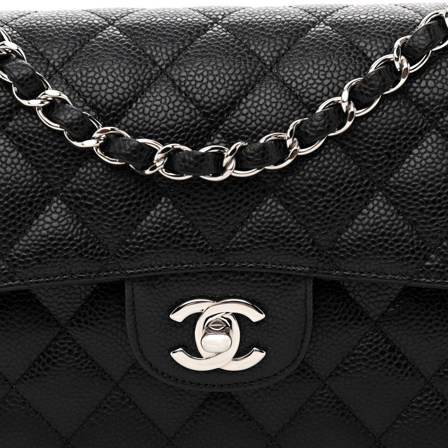 Caviar Quilted Small Double Flap Black