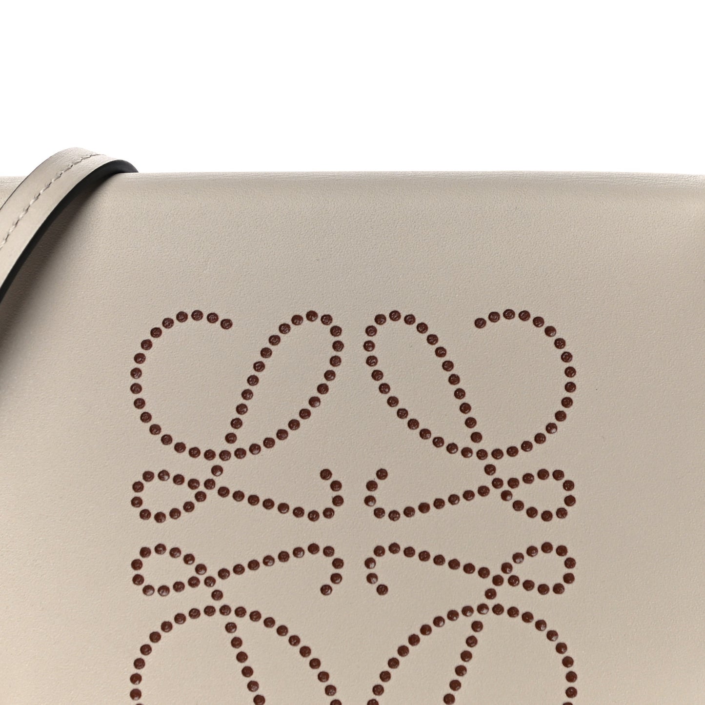 Buffed Calfskin Logo Embossed Small Heel Pouch Light Oat Tan