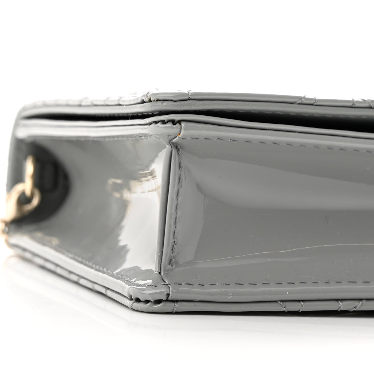Christian Dior Patent Cannage Lady Dior Convertible Clutch Grey 9 of 11