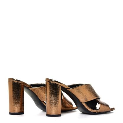 Saint Laurent Metallic Supercrack Calfskin LouLou 95 Mule Sandals 36 Chestnut 7 of 12