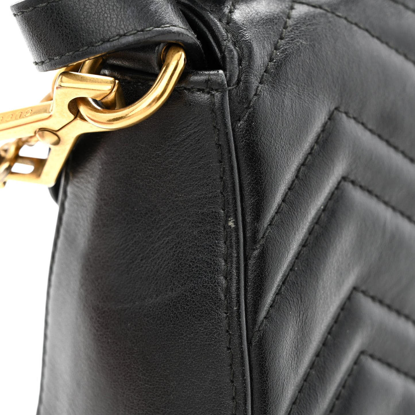 Calfskin Matelasse Mini GG Marmont Top Handle Shoulder Bag Black