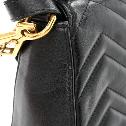 Gucci Calfskin Matelasse Mini GG Marmont Top Handle Shoulder Bag Black 15 of 17