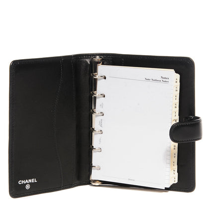Chanel Lambskin Vertical Quilt Mademoiselle Small Ring Agenda Planner Black 5 of 8