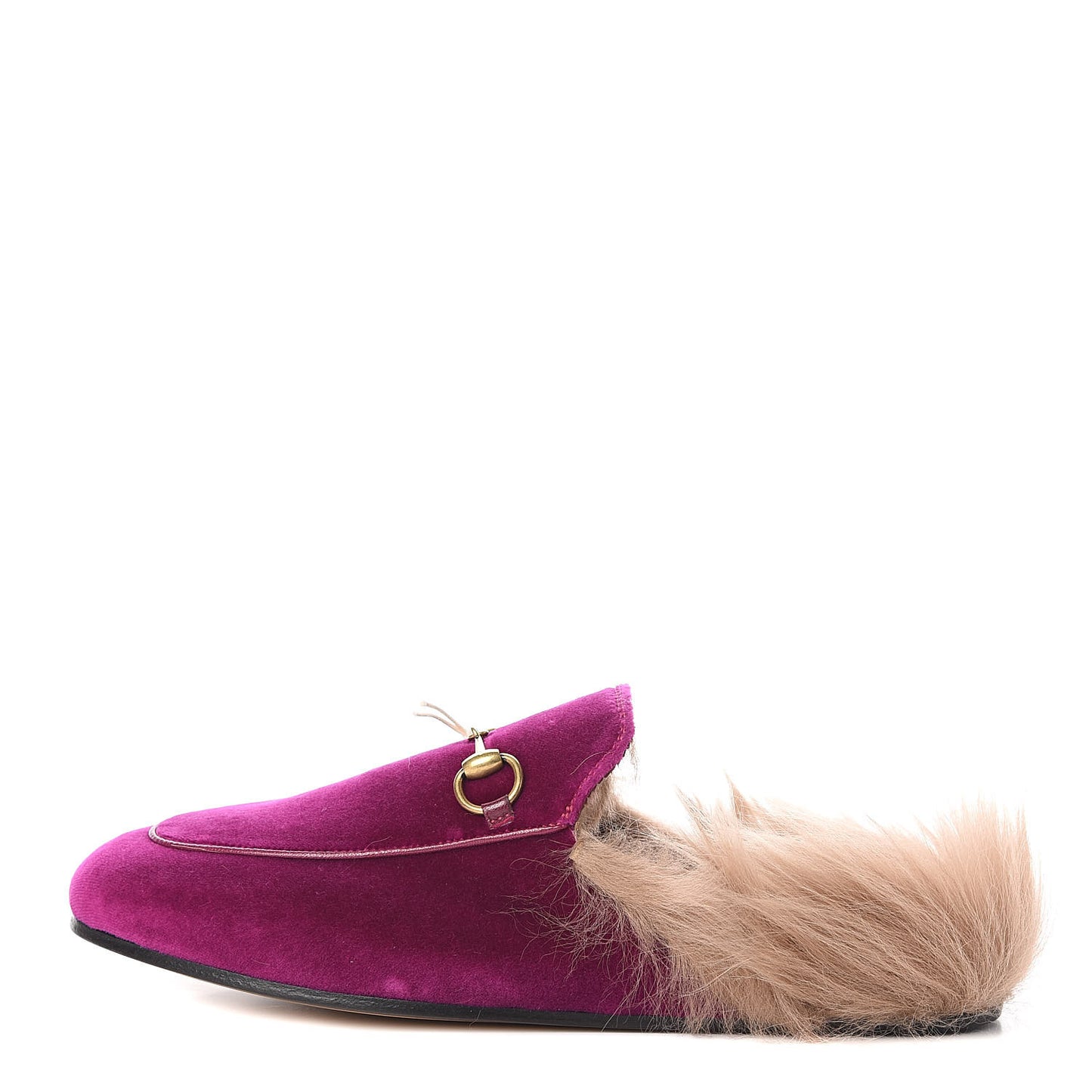Velvet Fur Womens Princetown Slippers 37 Fucsia Violet Cyclamen Natural