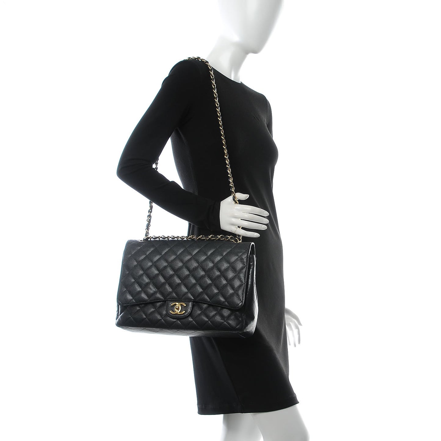 Caviar Quilted Maxi Double Flap Black