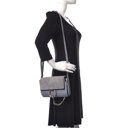 Chloe Suede Calfskin Small Faye Shoulder Bag Washed Blue 2 of 15