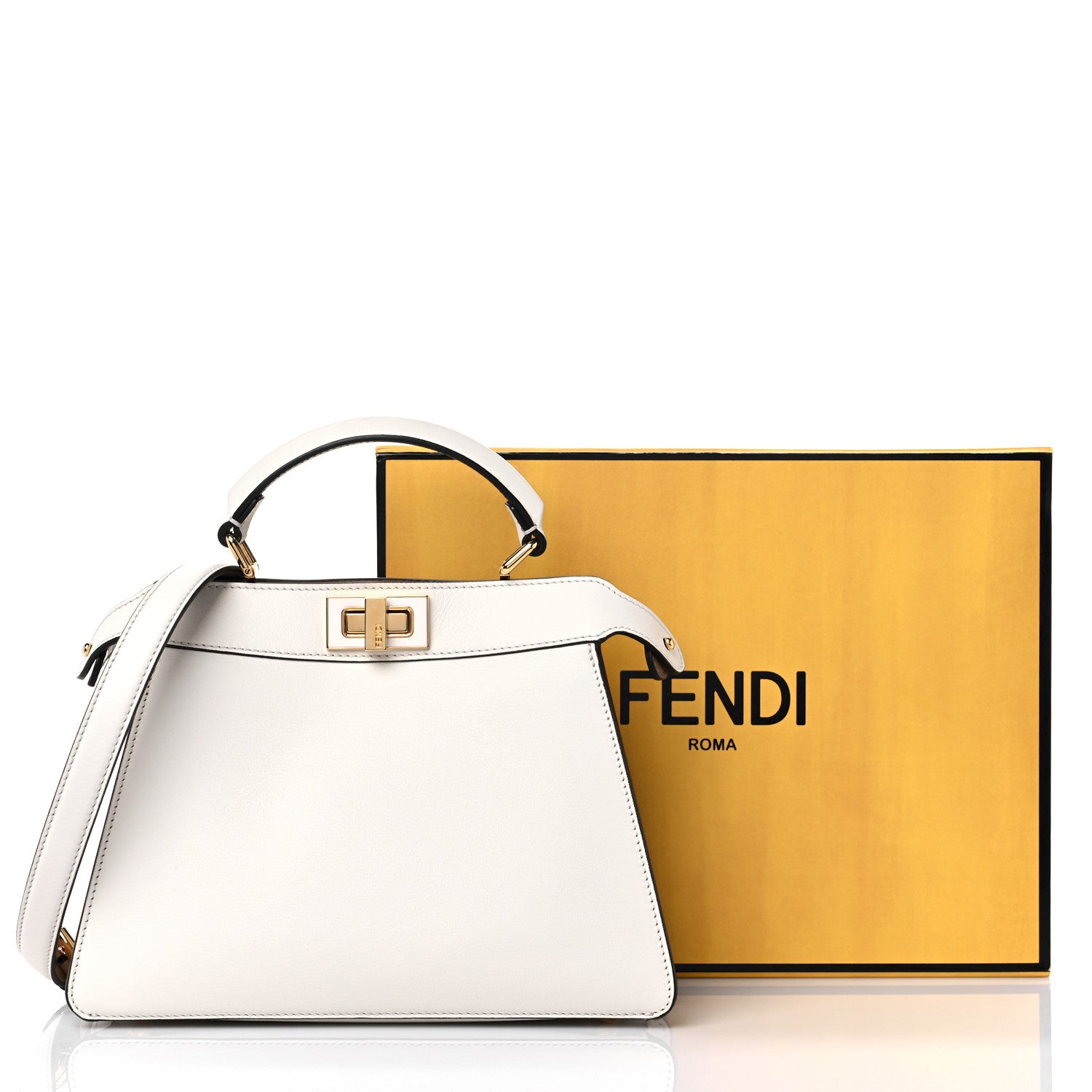 Fendi Vitello Seta Nappa Plexiglass Bi-Color Small Peekaboo I SEE U Satchel White Ice Sand 9 of 9