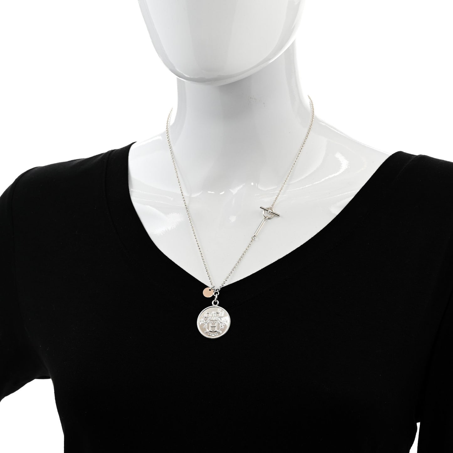Sterling Silver 18K Rose Gold MM Ex-Libris Long Pendant Necklace
