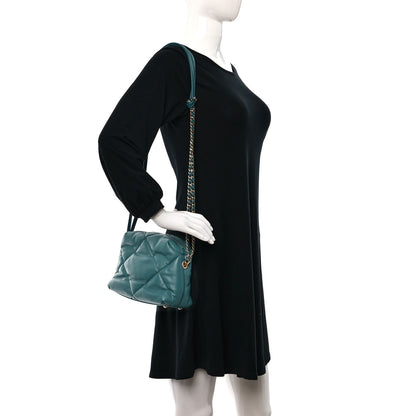 Chanel Lambskin Quilted Small Bowling Bag Turquoise 2 of 9