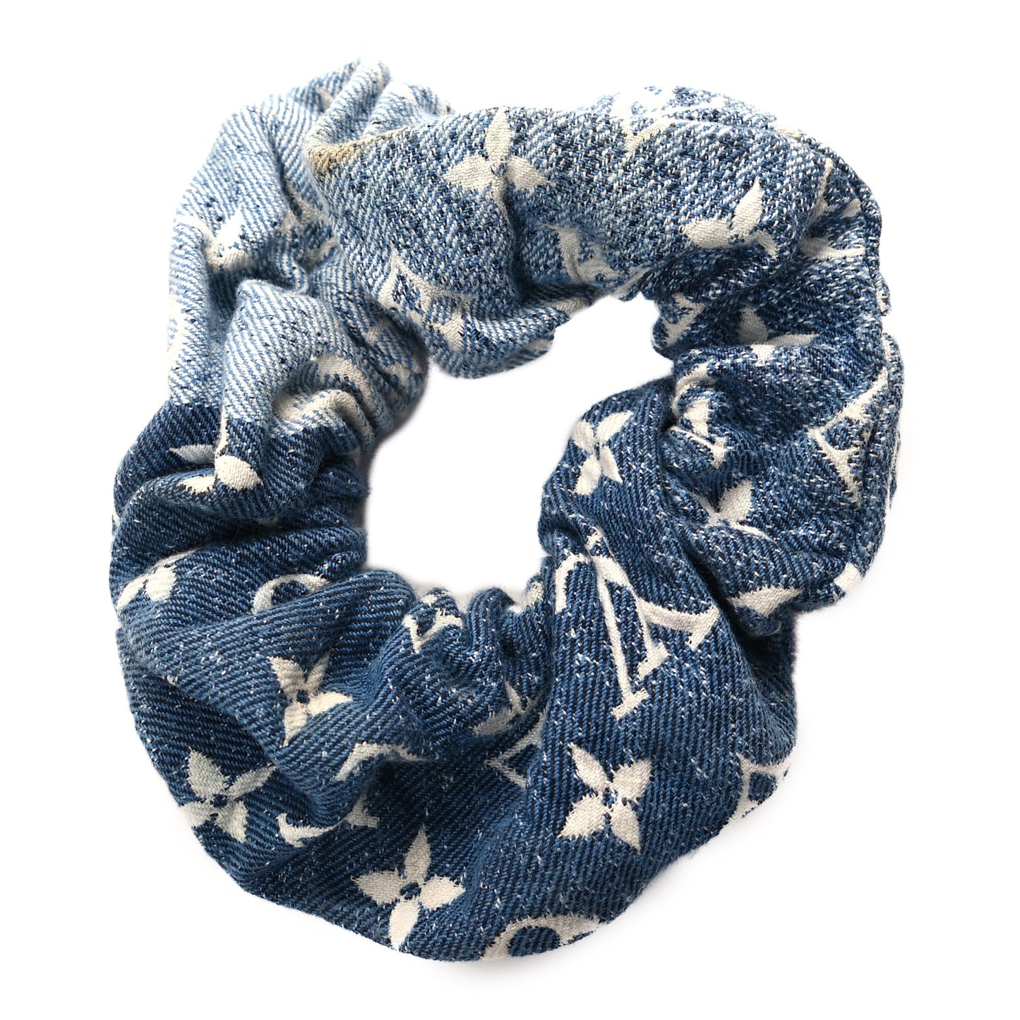 Cotton Denim Chouchou Scrunchy Bleu