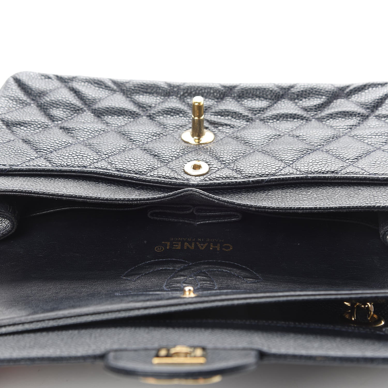 Chanel Caviar Quilted Small Double Flap Navy 12 of 15