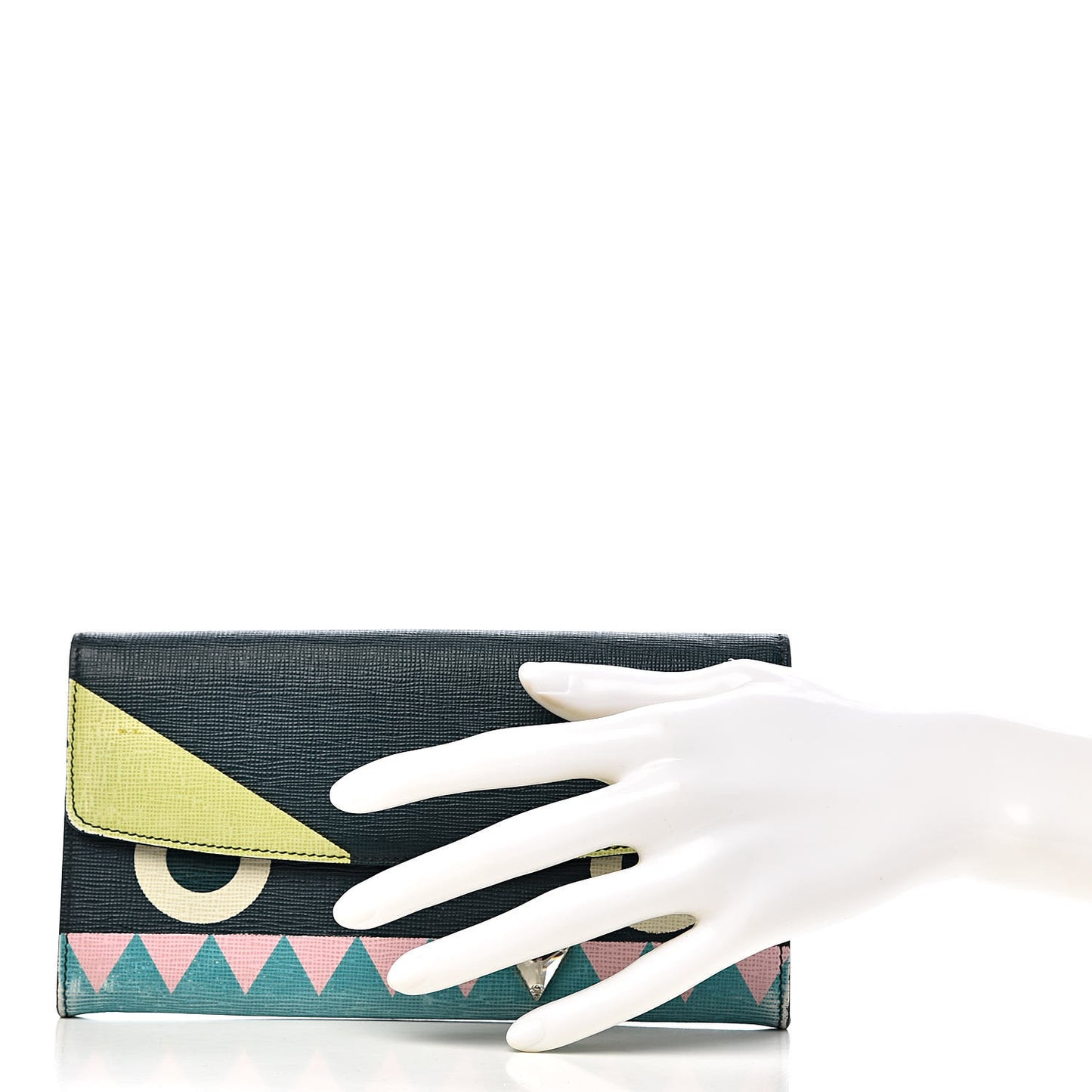 Vitello Crystal Tooth Monster Continental Wallet Oceano Multicolor