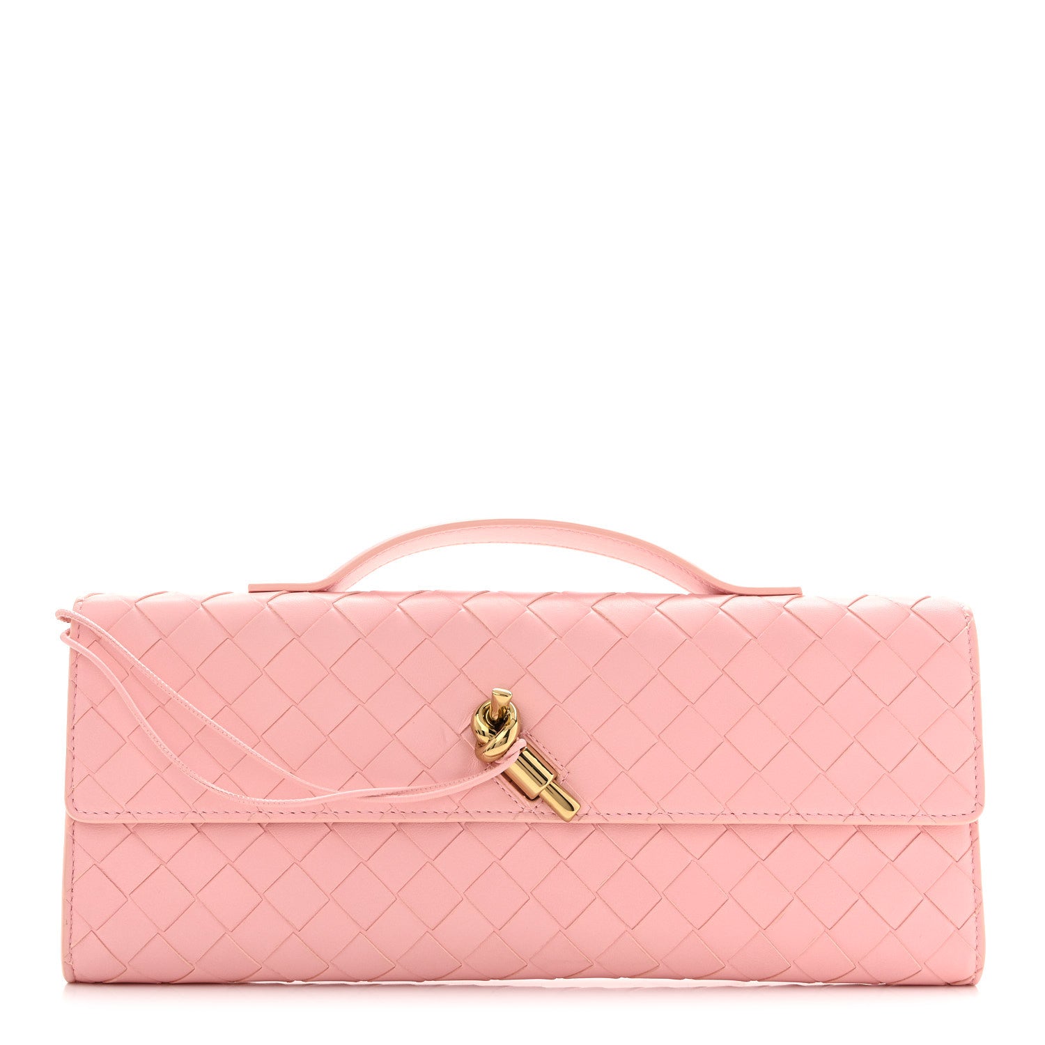 Bottega Veneta Nappa Intrecciato Long Andiamo Top Handle Clutch Rose 1 of 9