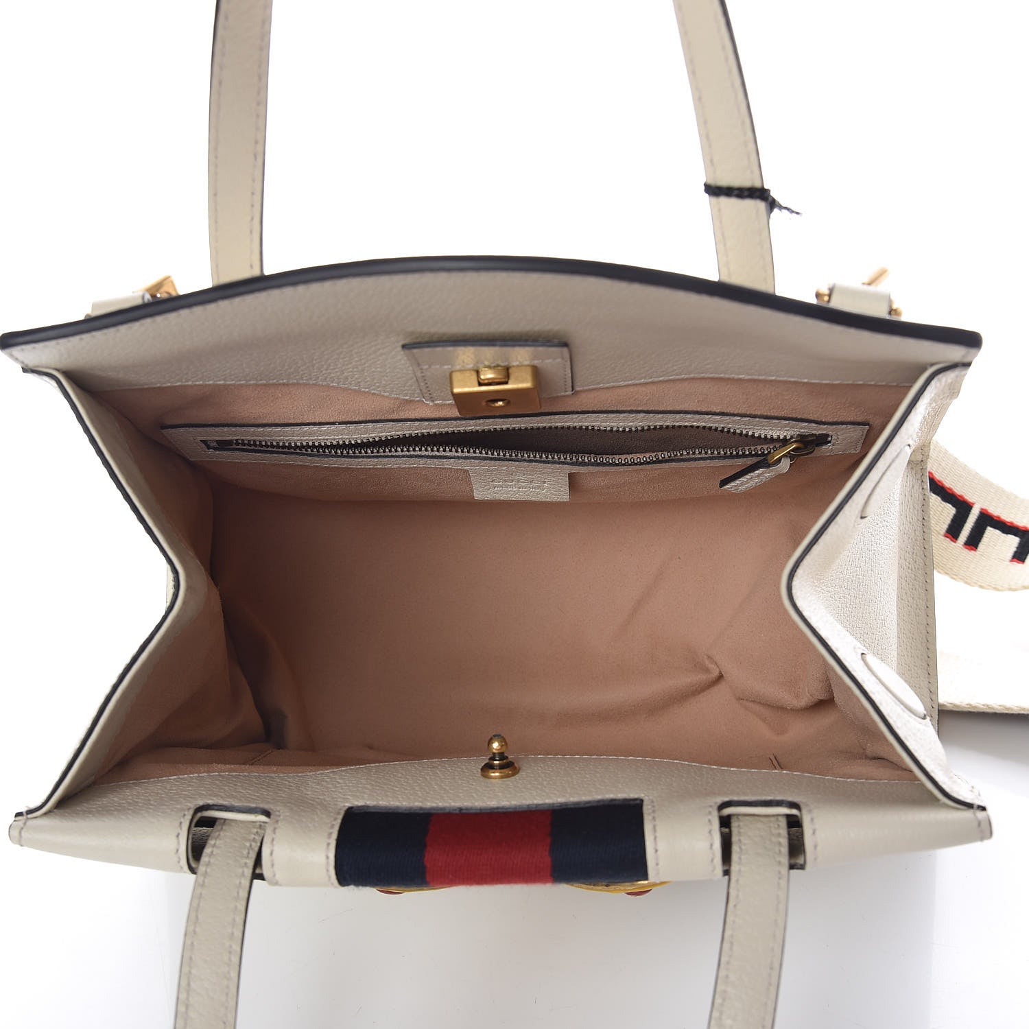 Gucci Grained Calfskin Web Stripe Butterfly Medium Totem Top Handle Bag White 5 of 7