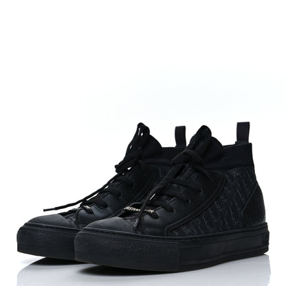 Christian Dior Technical Canvas Mesh Calfskin Womens Oblique Walk'n Dior High Top Sneakers 39 Black Blue 3 of 8