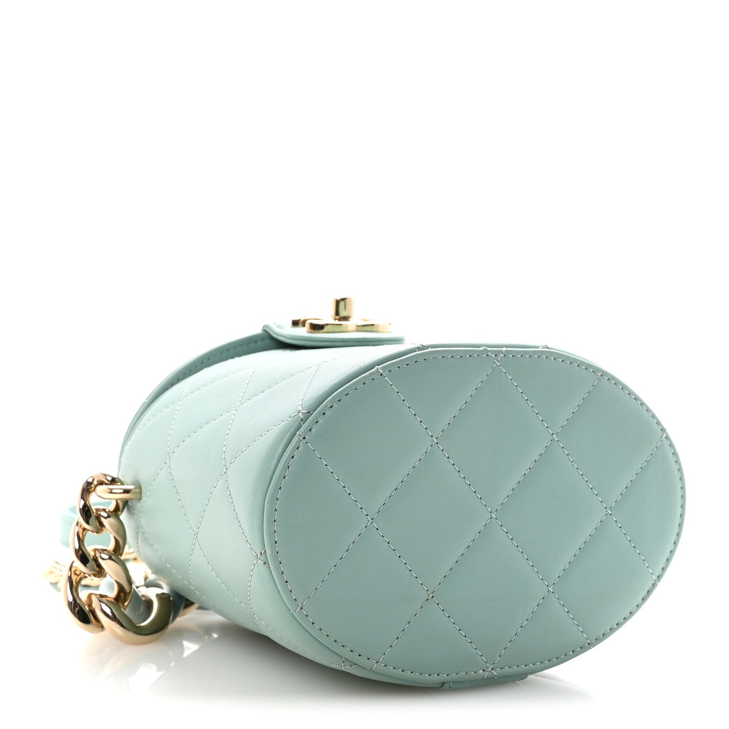 Chanel Lambskin Resin Elegant Chain Vanity Case Light Blue 4 of 10