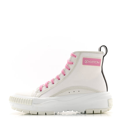 Louis Vuitton Canvas Monogram LV Squad Sneaker Boots 36.5 White Pink 1 of 11