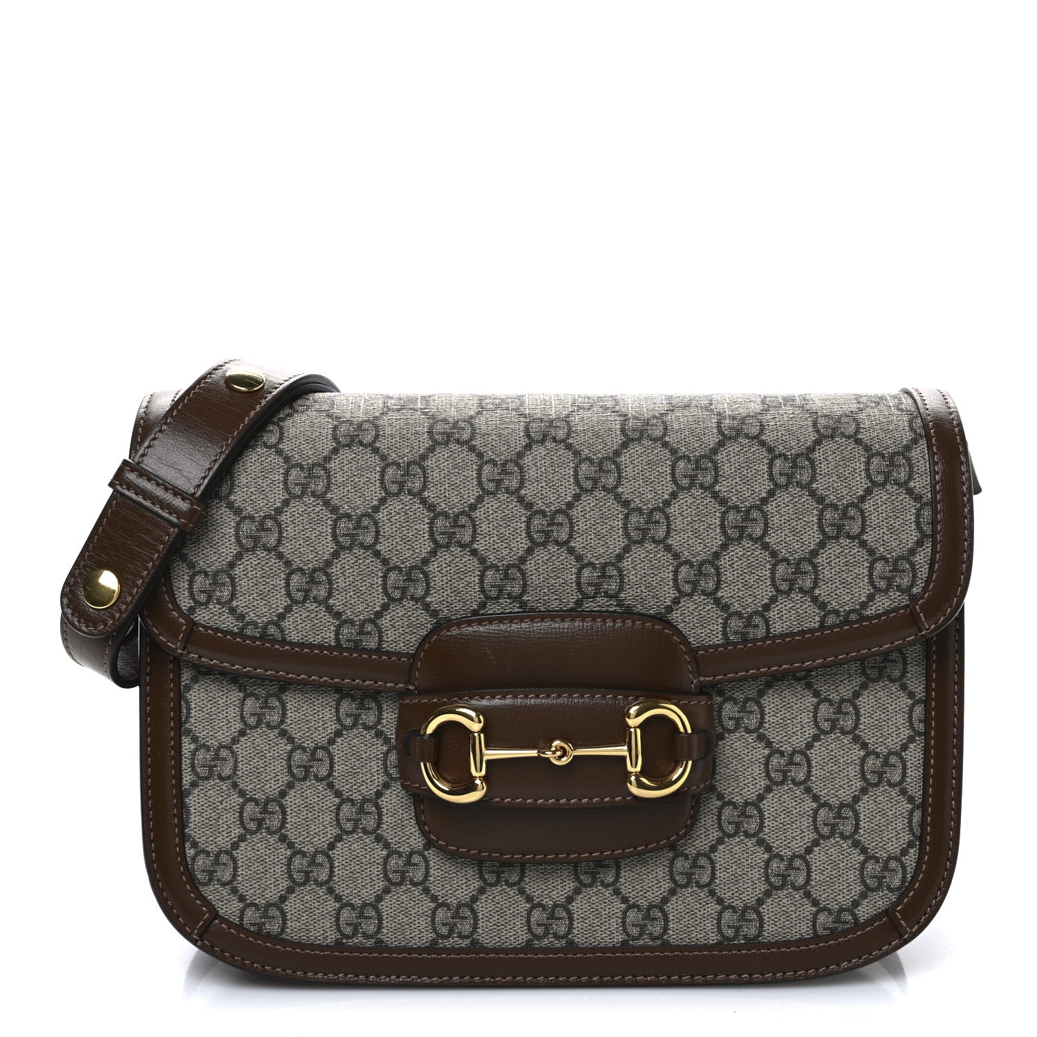 Gucci GG Supreme Monogram Horsebit 1955 Shoulder Bag Beige Brown Sugar 1 of 11