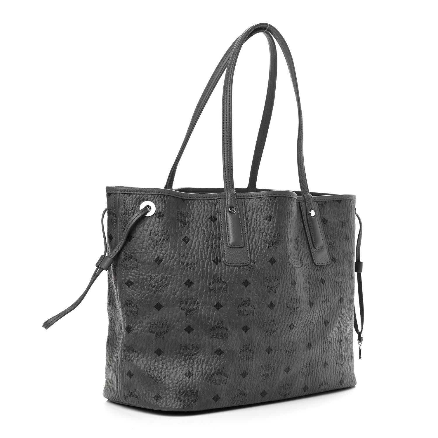 MCM Visetos Medium Reversible Shopper Tote Phantom Grey 4 of 8